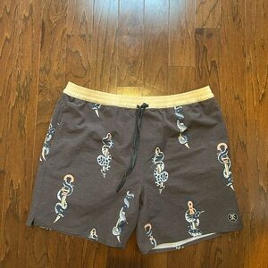 LIGHT USED Roark Board Shorts Mens Large Black Shorey Snake & Dagger Swim Trunks